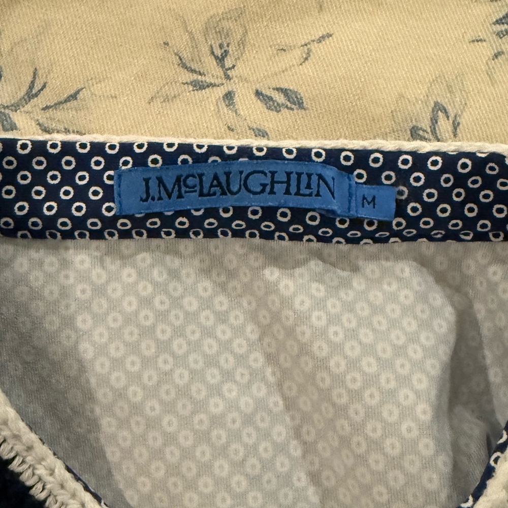 J. McLaughlin Navy and Cream Darya top - Picture 3 of 5